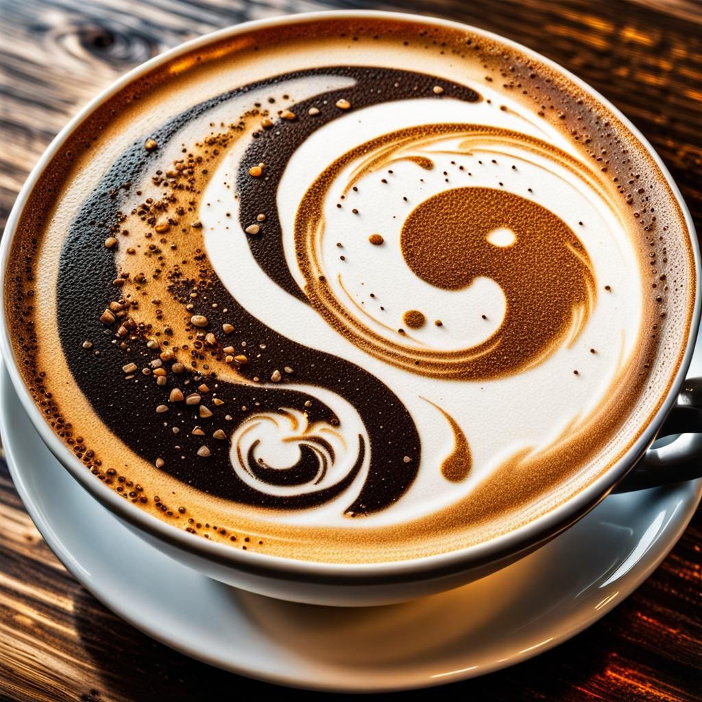 Yin Yang Latte Art in Golden Hour