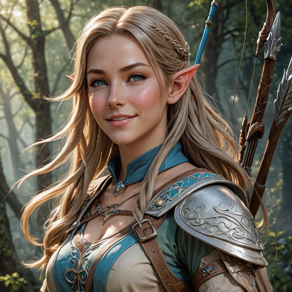 Elven Archer Portrait in Anime Style
