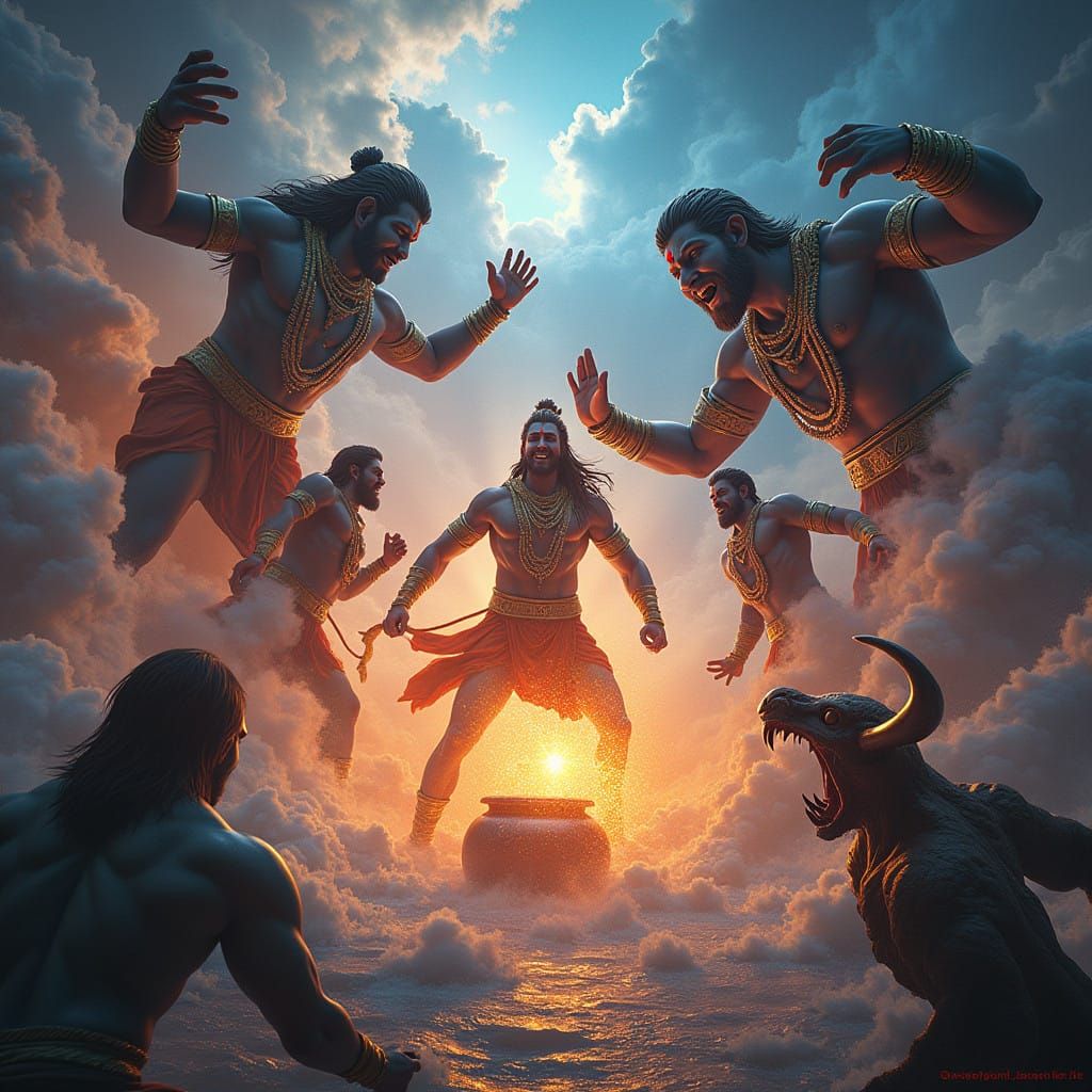 Epic Battle of Gods and Demons in Cosmic Landscape