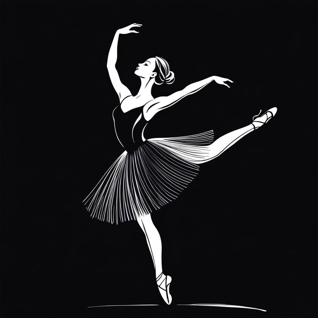 Minimalist Ballerina Line Art Silhouette