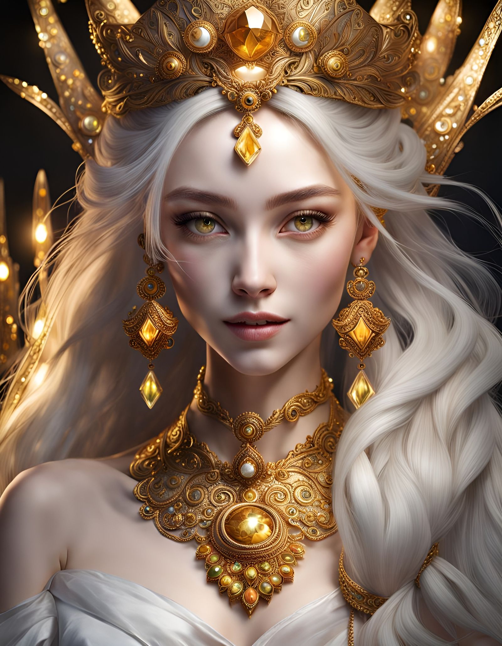 Bandaged Princess on Throne in Dark Temple