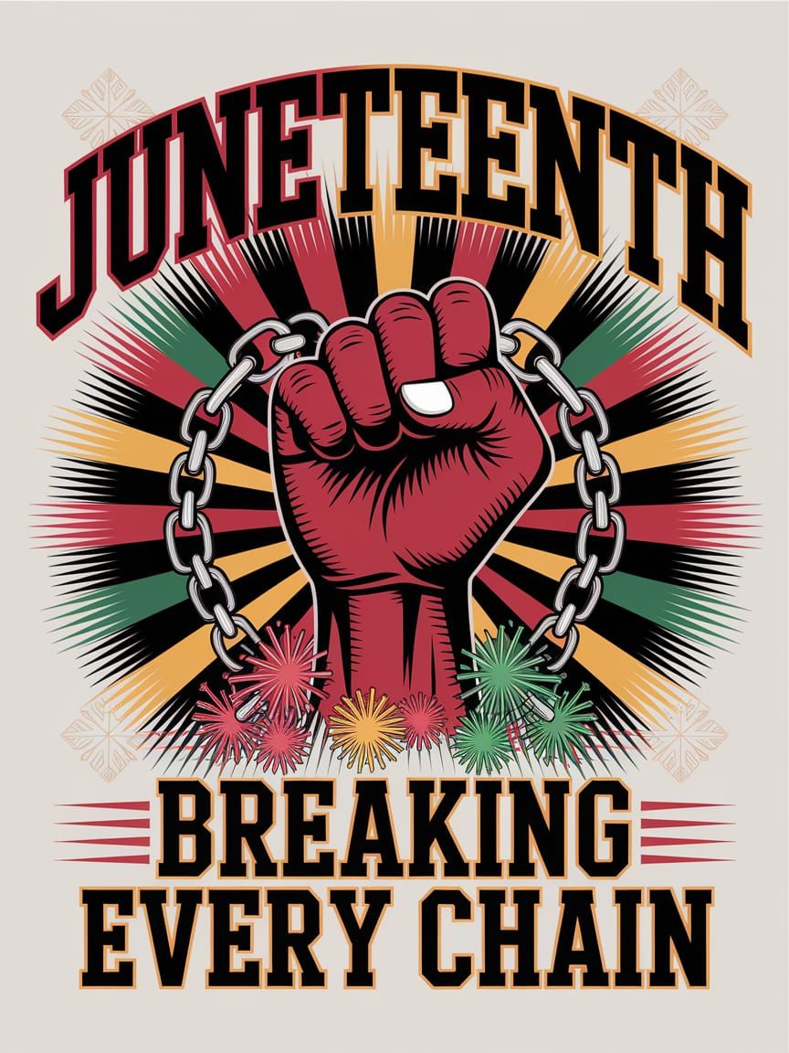 Vibrant Juneteenth T-Shirt Design Celebrating Freedom and Un...