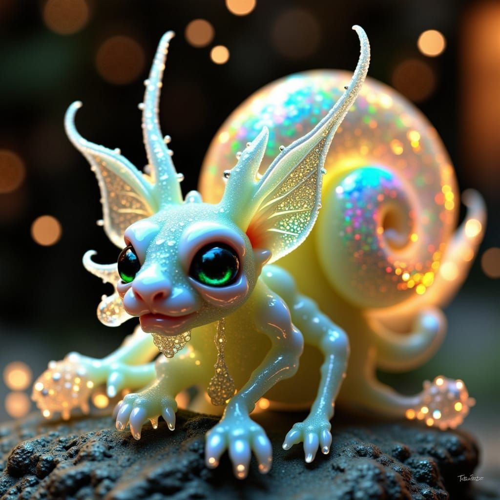 Ethereal Snail Gargoyle in Iridescent Hues