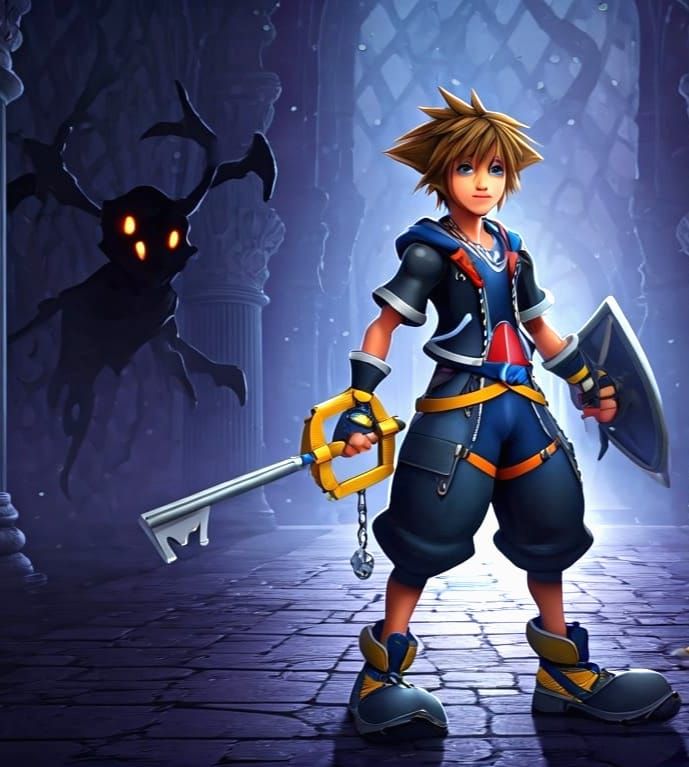 Sora, Goofy, and Donald Duck in Wonderland