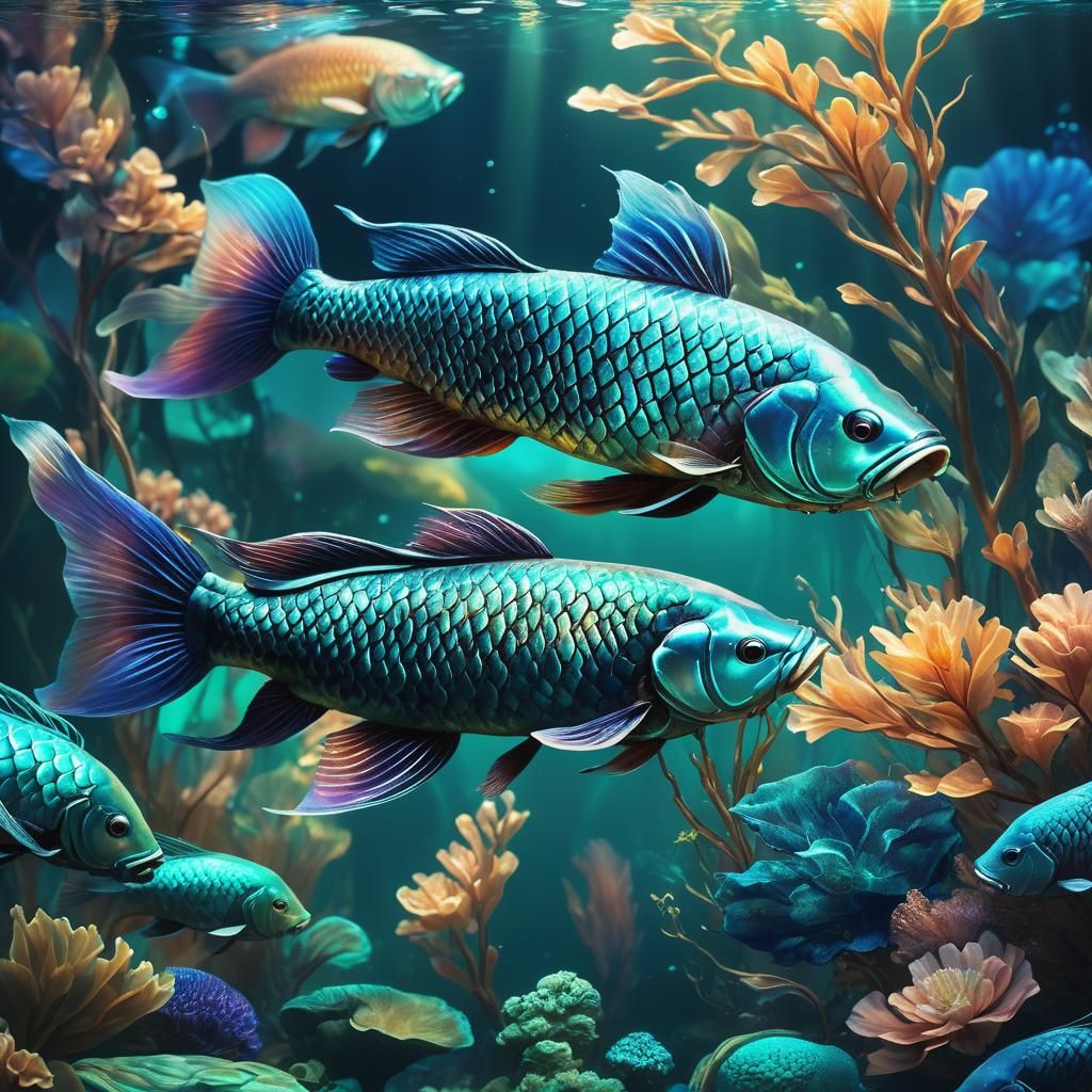 Mystical Underwater Arowana Fish in Fantasy Art Style