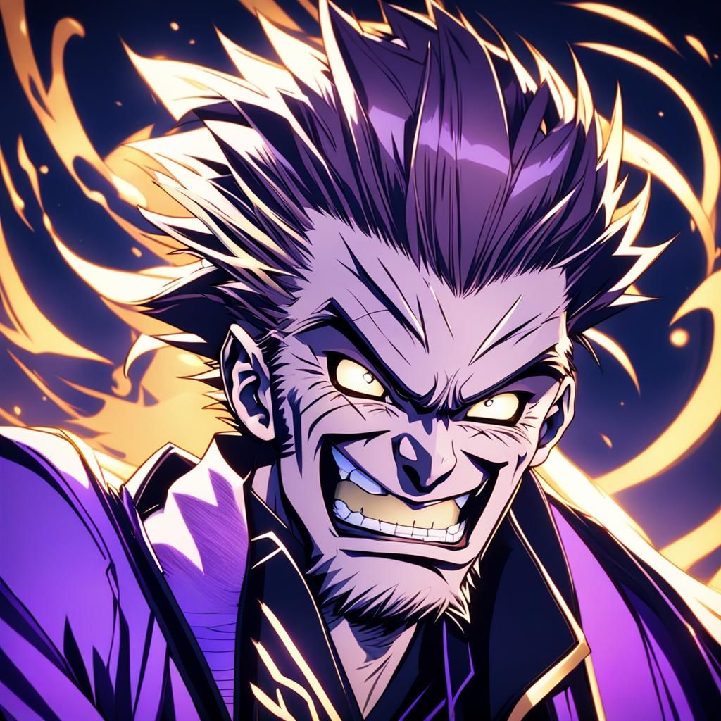 Laughing Sorcerer in Manga Style Anime Portrait