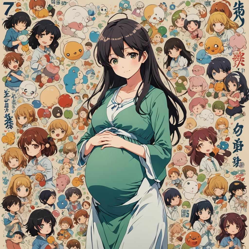 Pregnant Anime Woman in Ireland, Manga Style