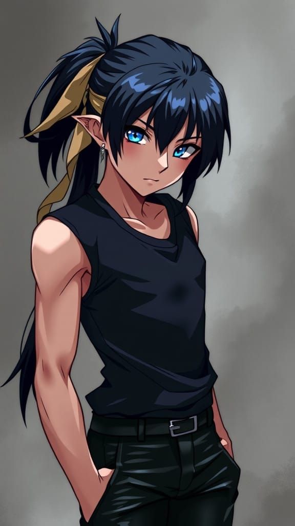 Anime-Inspired Visionary with Piercing Blue Eyes