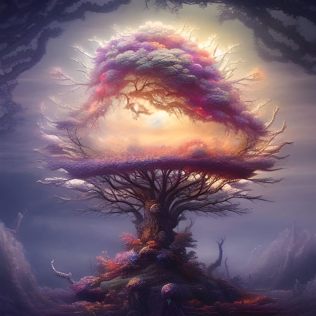 Crystal Bonsai Cityscape: Epic Digital Matte Painting