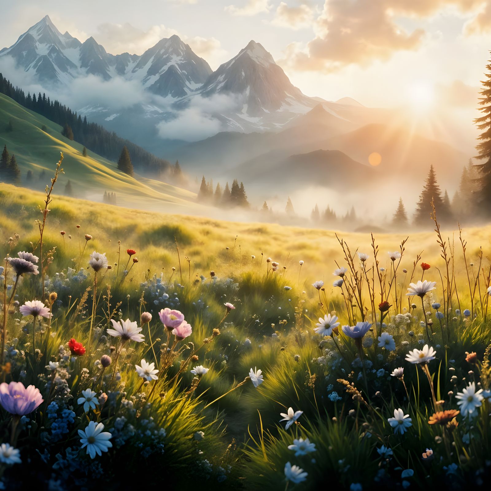 Stereoscopic Landscape in Layered Art Style