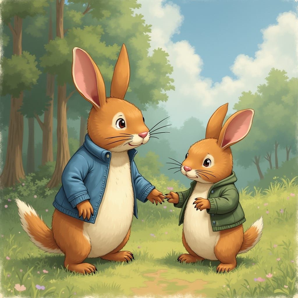 Charming Animals in Whimsical Storybook Style