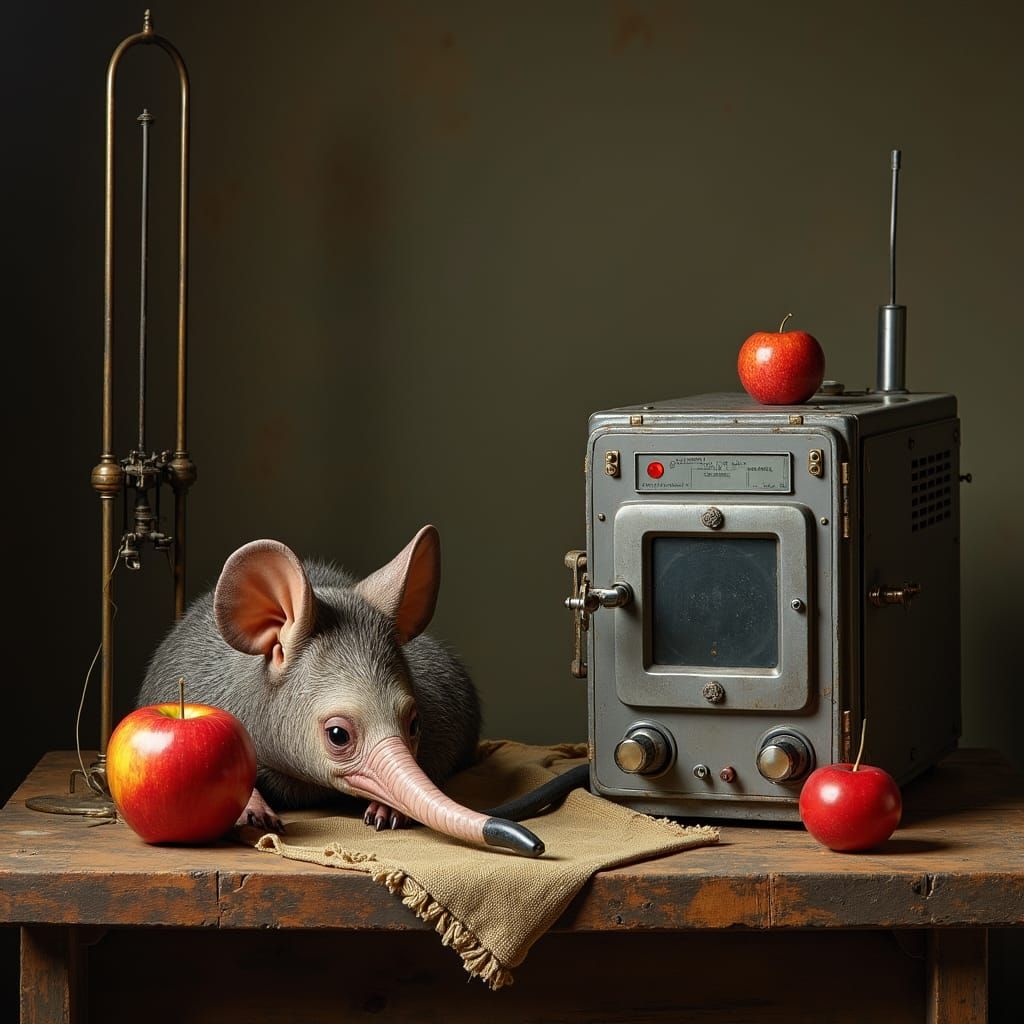 Still Life with Aardvark, Antenna, and Apple