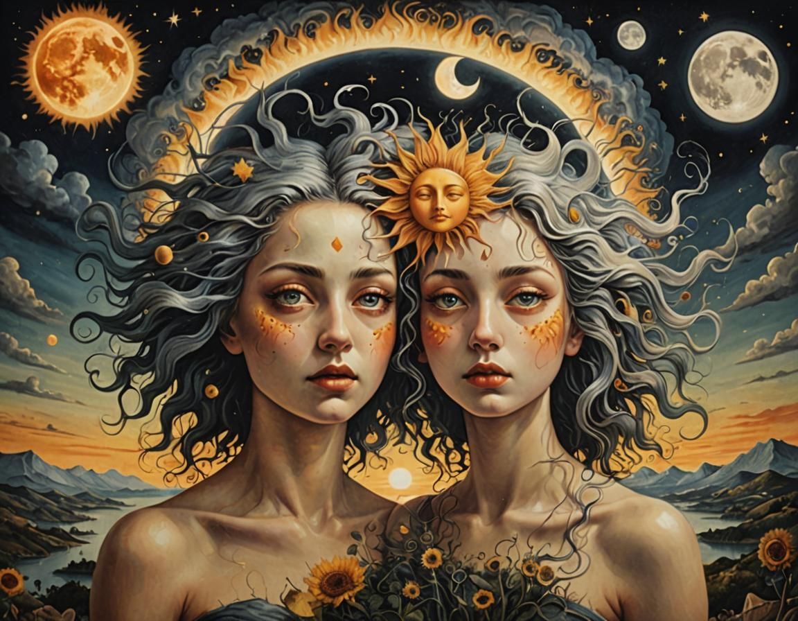 Surreal Sun and Moon Dreamscape