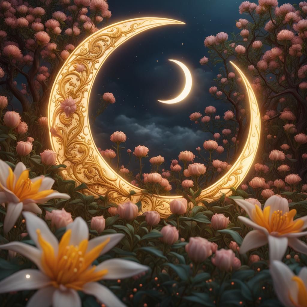 Sun and Moon with Honeysuckle: Fantasy Concept Art