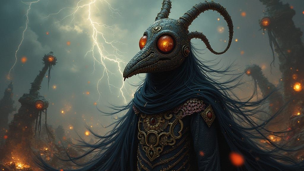 Mystical Figure in Surreal Dreamscape, Magic Realism Style