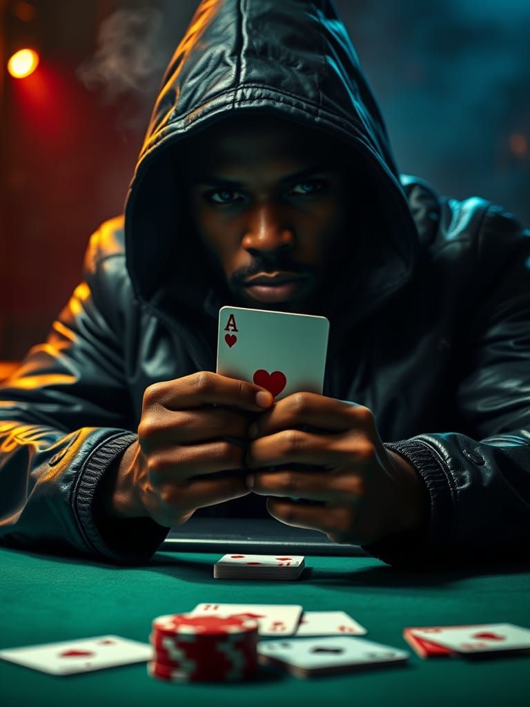 Intense Poker Face Portrait in Moody Lighting