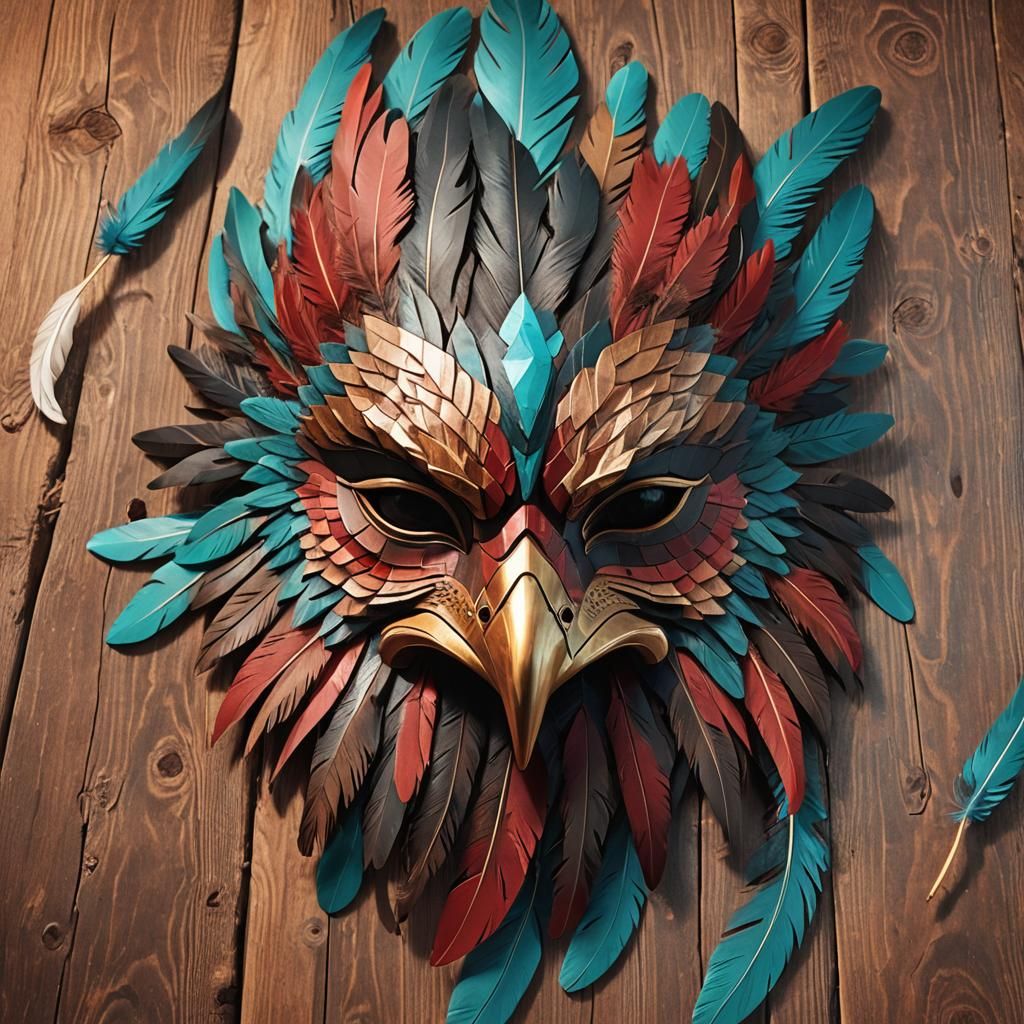 Low-Poly Eagle Eye Mask Inspired by Native Art