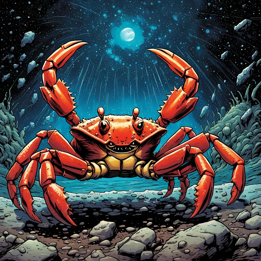 Ultra Chad Crab in Comic Book Style