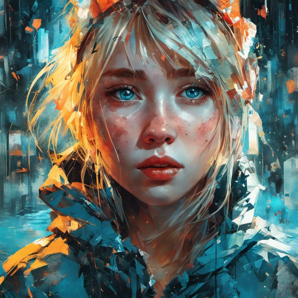 Emotional Portrait of a Girl with Ice Blue Eyes