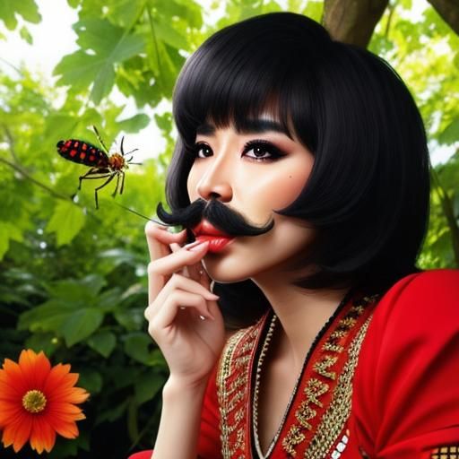 Moustached Person Eating a Bug