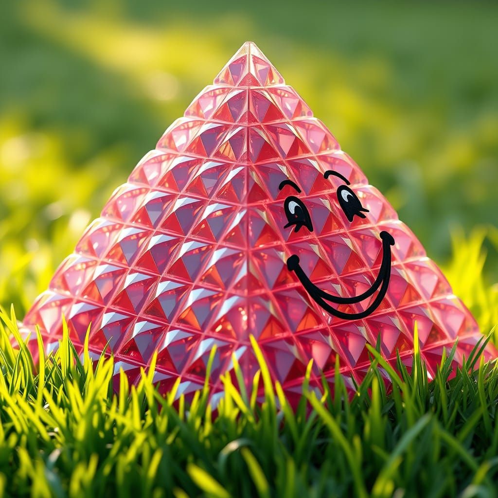 Vibrant Pyramid Sculpture in Emerald Green Oasis