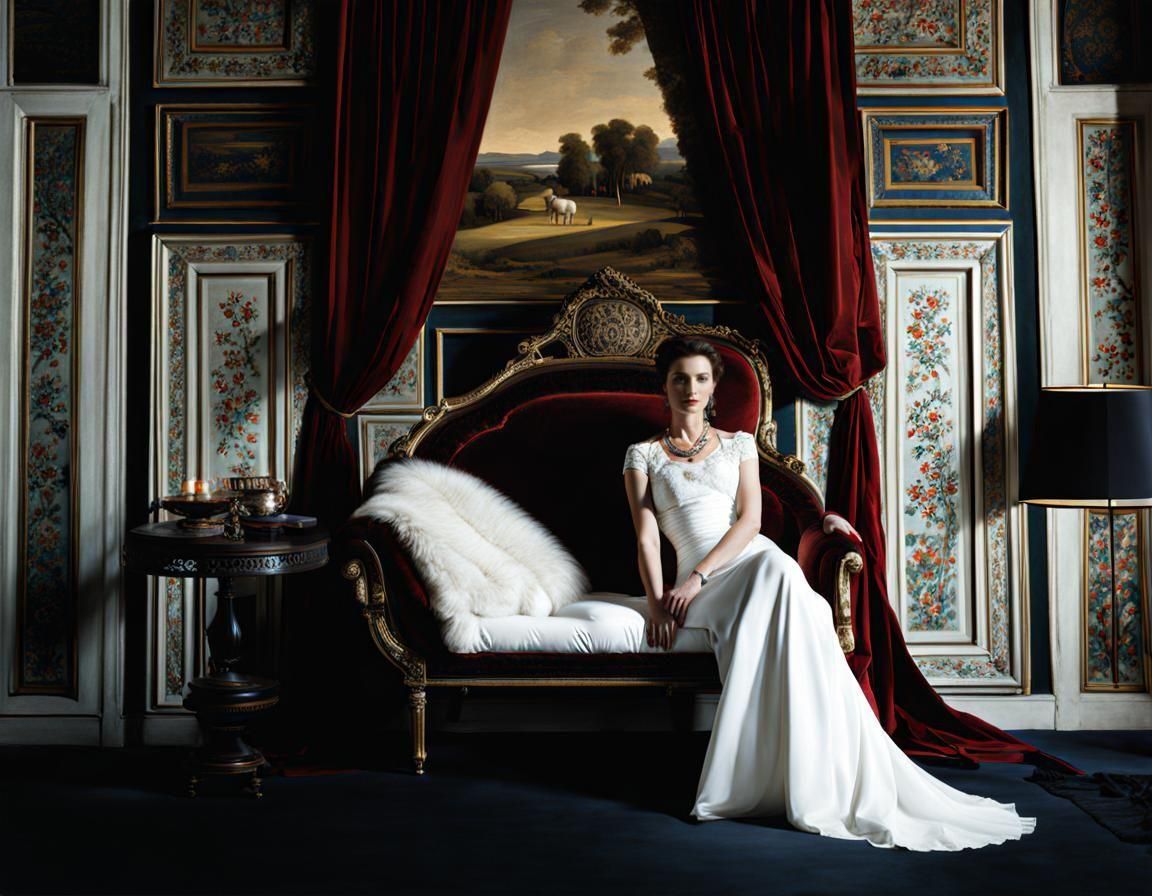 Portrait of Woman Reclining on Divan