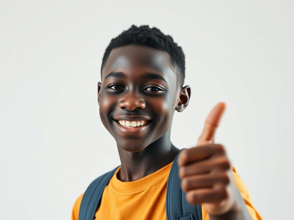 a young man giving a thumbs up