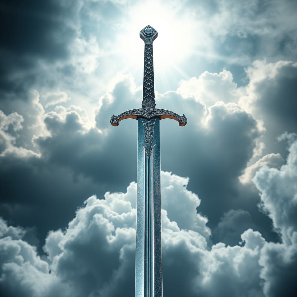 Epic Fantasy Sword in Swirling Clouds
