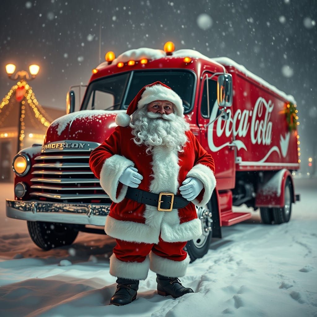 Whimsical Santa Claus in Snowy Festive Atmosphere
