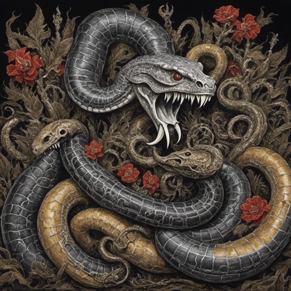 <lora:The Howling:1.0> Tusk Snake