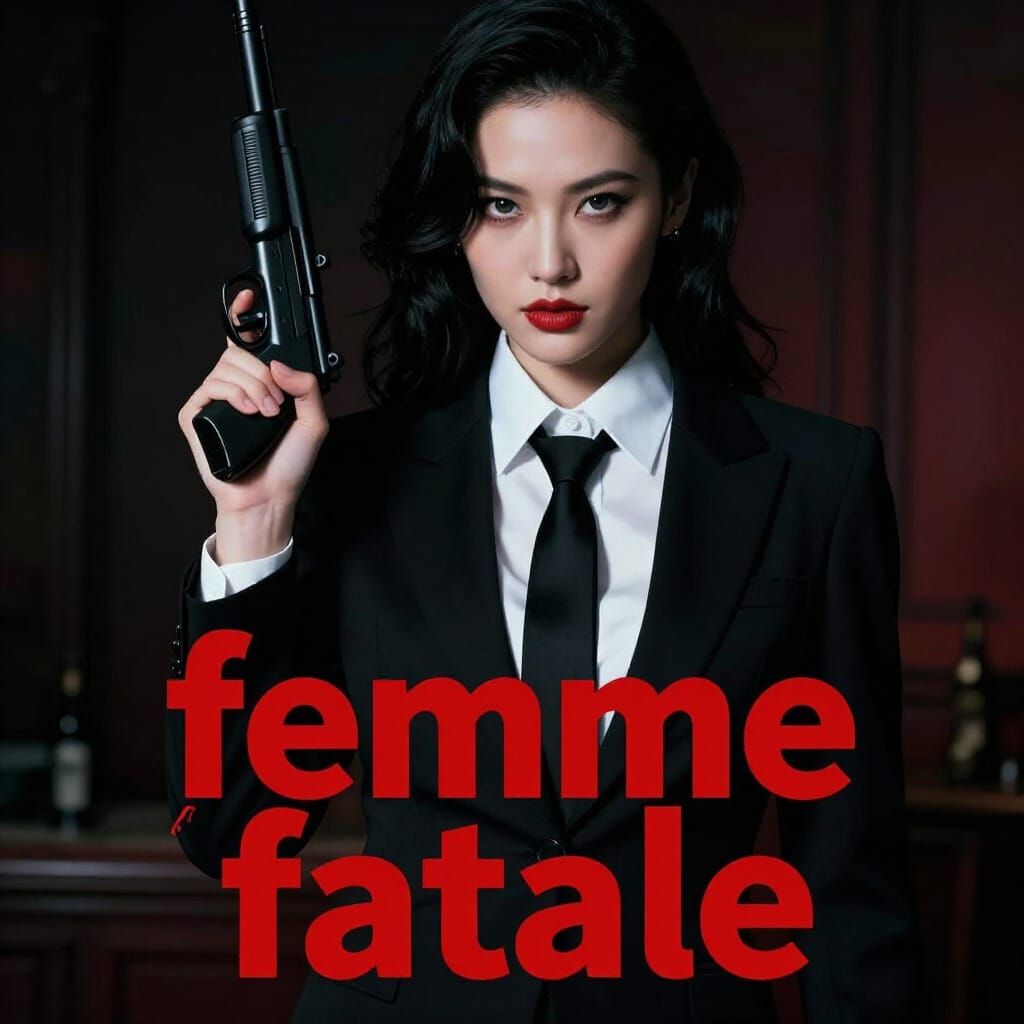 Femme Fatale in Sharp Suit with Silencer