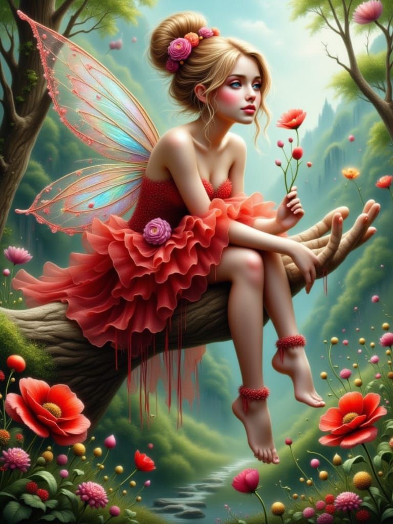 <lora:GAZLayeredArt:1.0> <lora:FiosArcaneCards:1.0> <lora:Hennie Fairy women:1.0> <lora:Summer beauty:1.0> Spring fant...