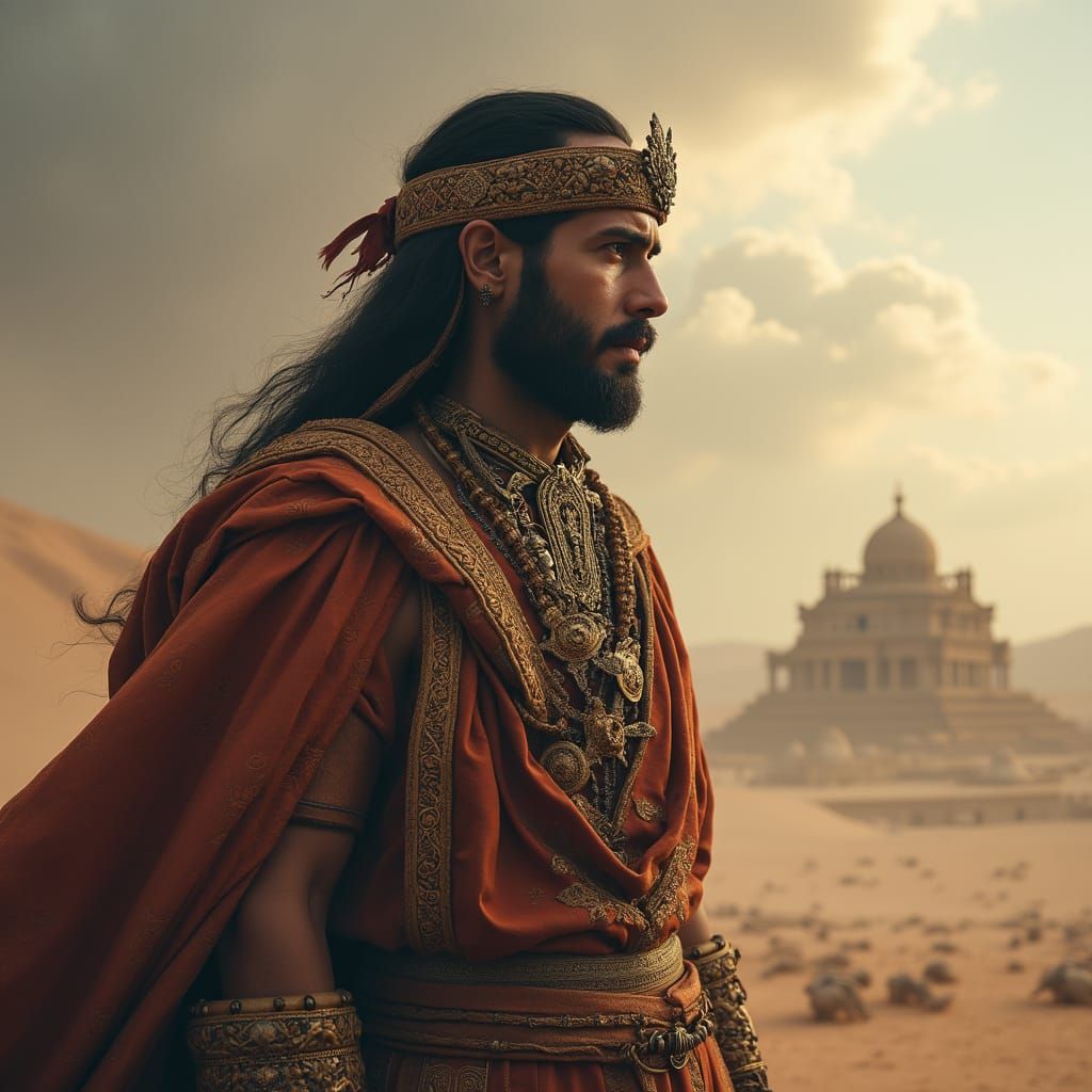 Man in Ceremonial Fabrics & Metallic Embellishments