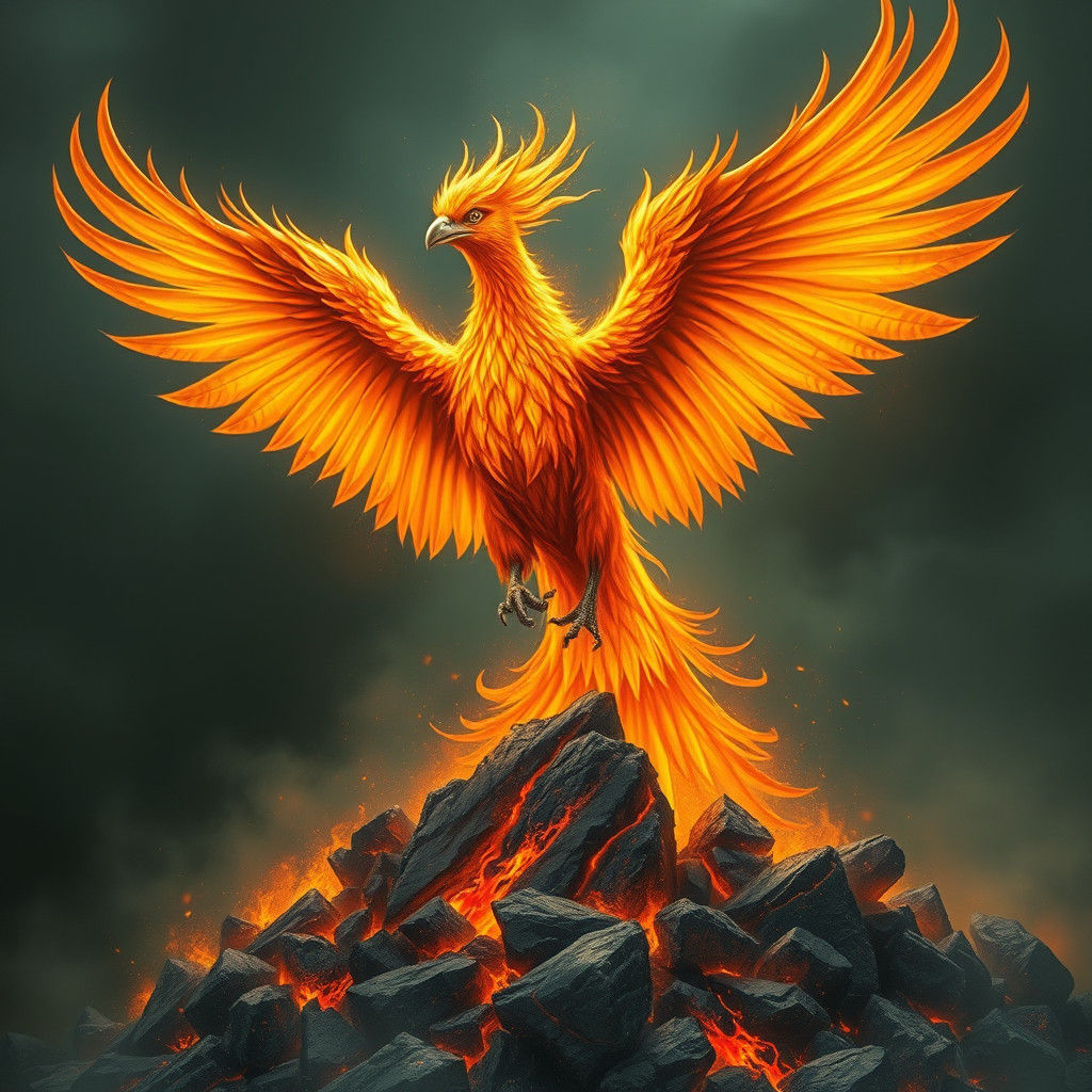Inferno Phoenix Rising: Surreal Fantasy Art