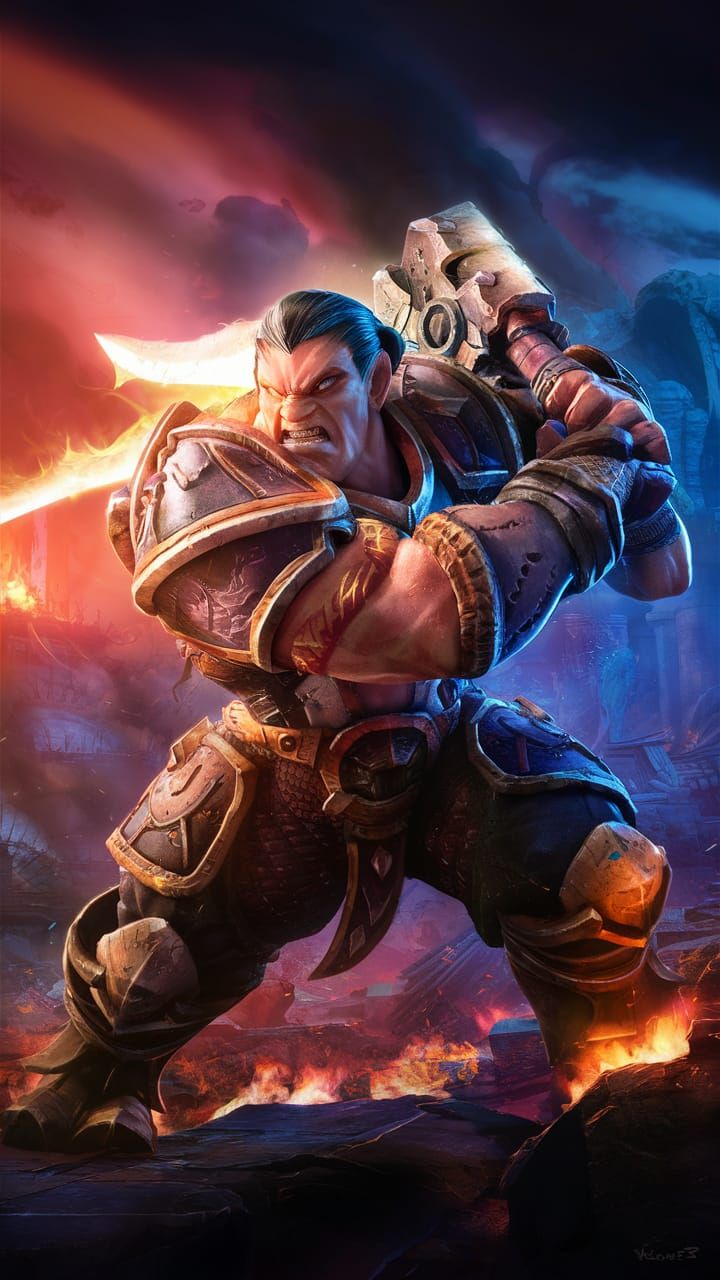 Warcraft 3 Warrior in Battlefield Splash Art