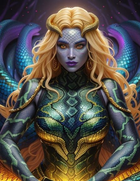 Snake Queen Reigns in Vibrant, Cinematic Fantasy