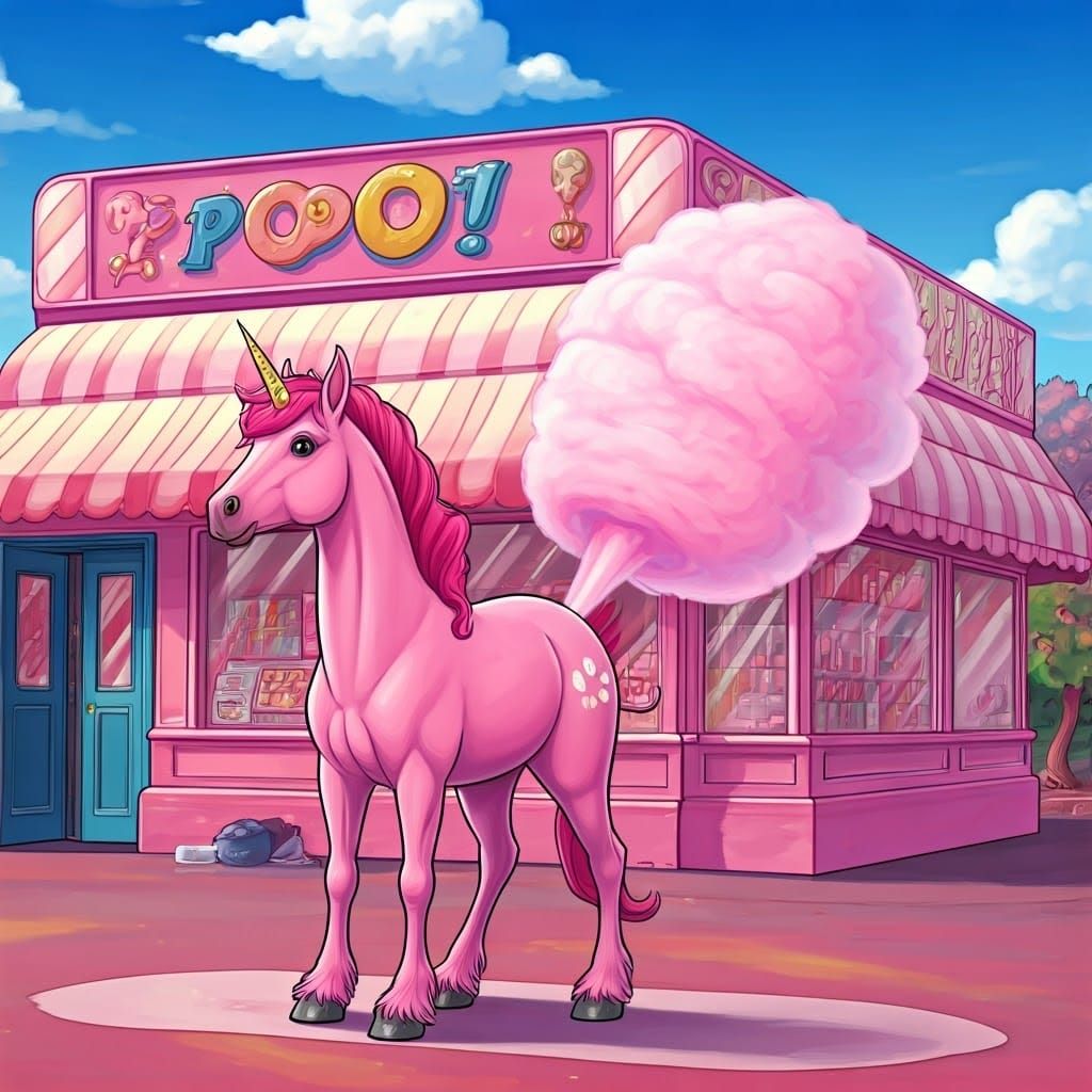 Pink Unicorn Dispenses Cotton Candy