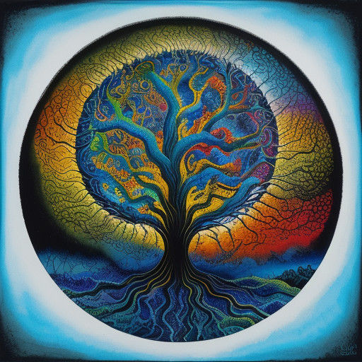Vibrant Tree of Life in a Dreamlike Surrealist Artwork
