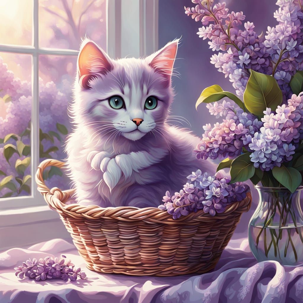 Whimsical Disney-Inspired Kittens in a Lilac Paradise