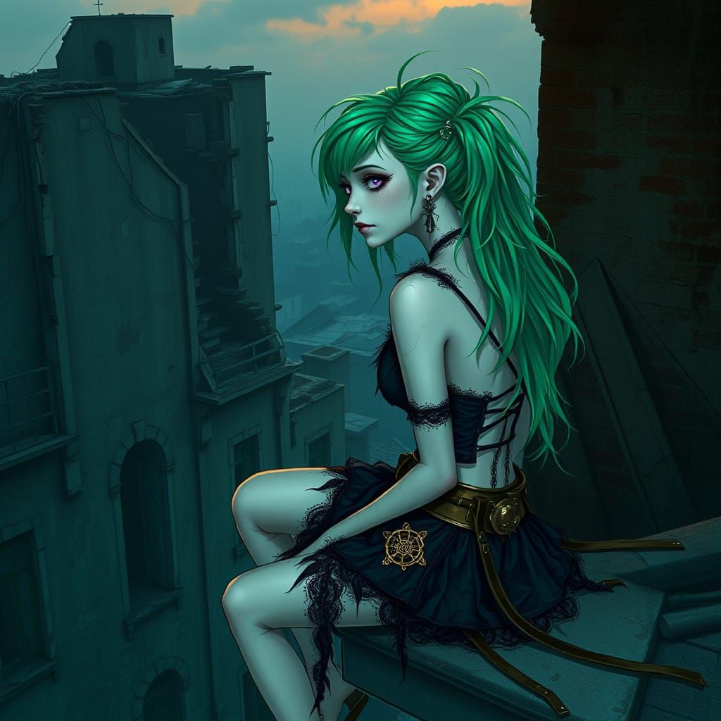 Enigmatic Arcane Figure in Steampunk Attire