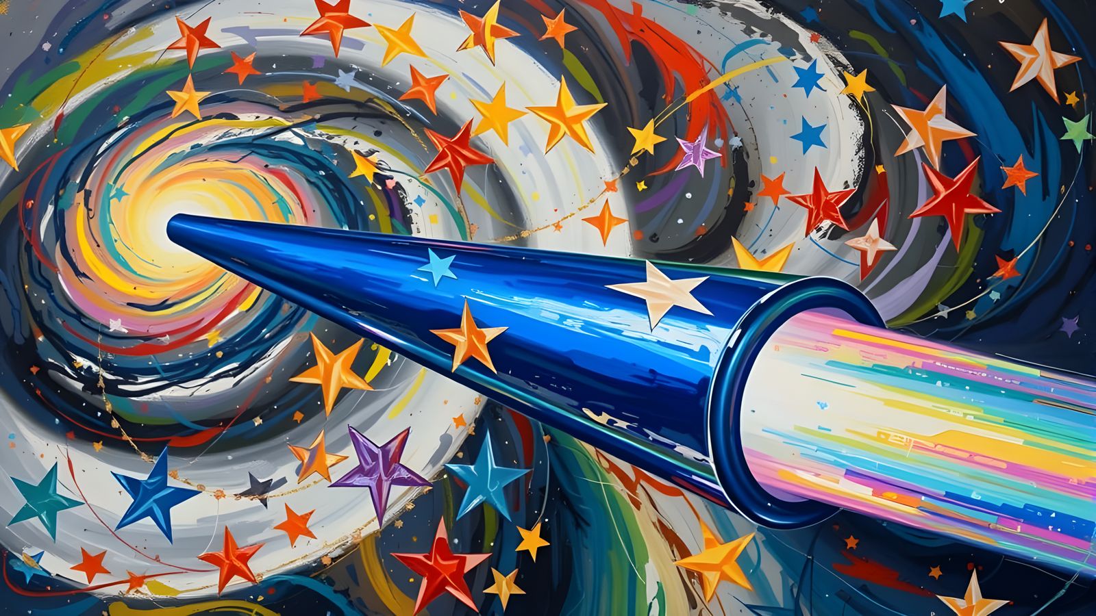 Sleek Reflective Cylinder in 3D Vortex Maelstrom