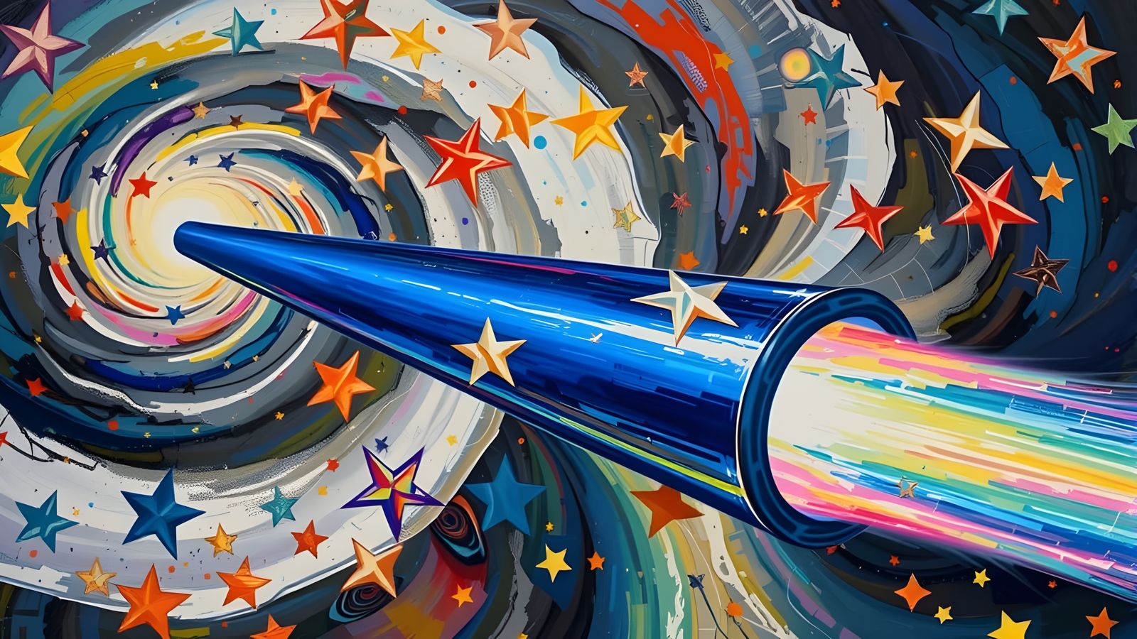 Sleek Mirror Cylinder with Iridescent Vortex Background