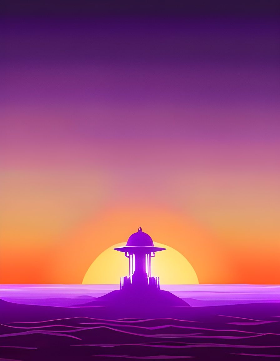 Forbidden Planet Purple Sunset Sci-Fi Scene