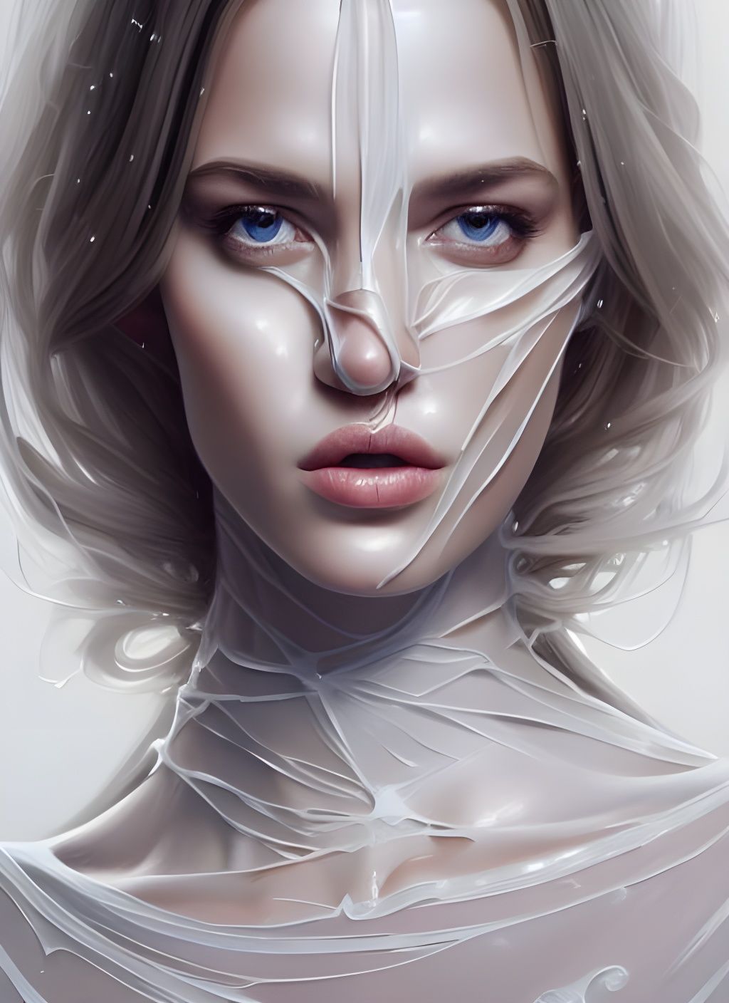 Milk Dress Woman in Hyperrealistic Style