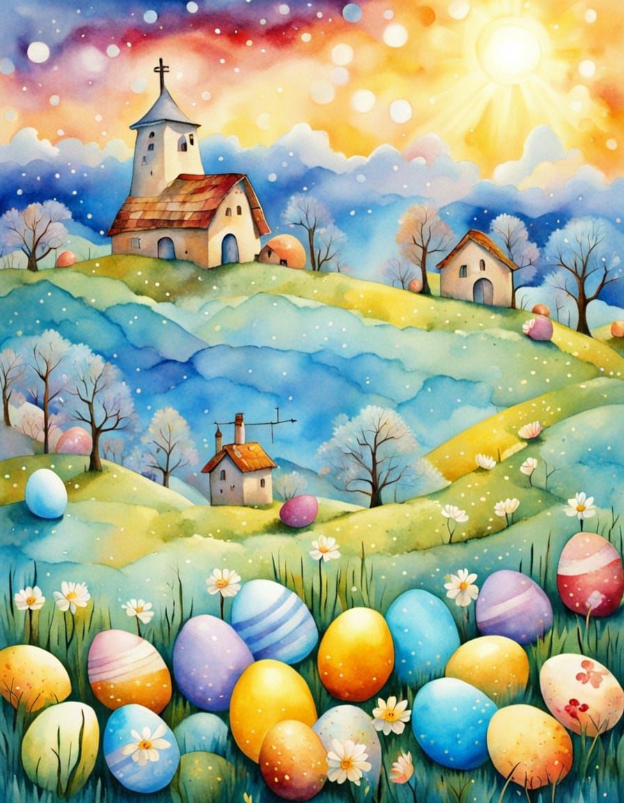 Ancient Easter Magic Unleashed in Vibrant Cubist Splendor