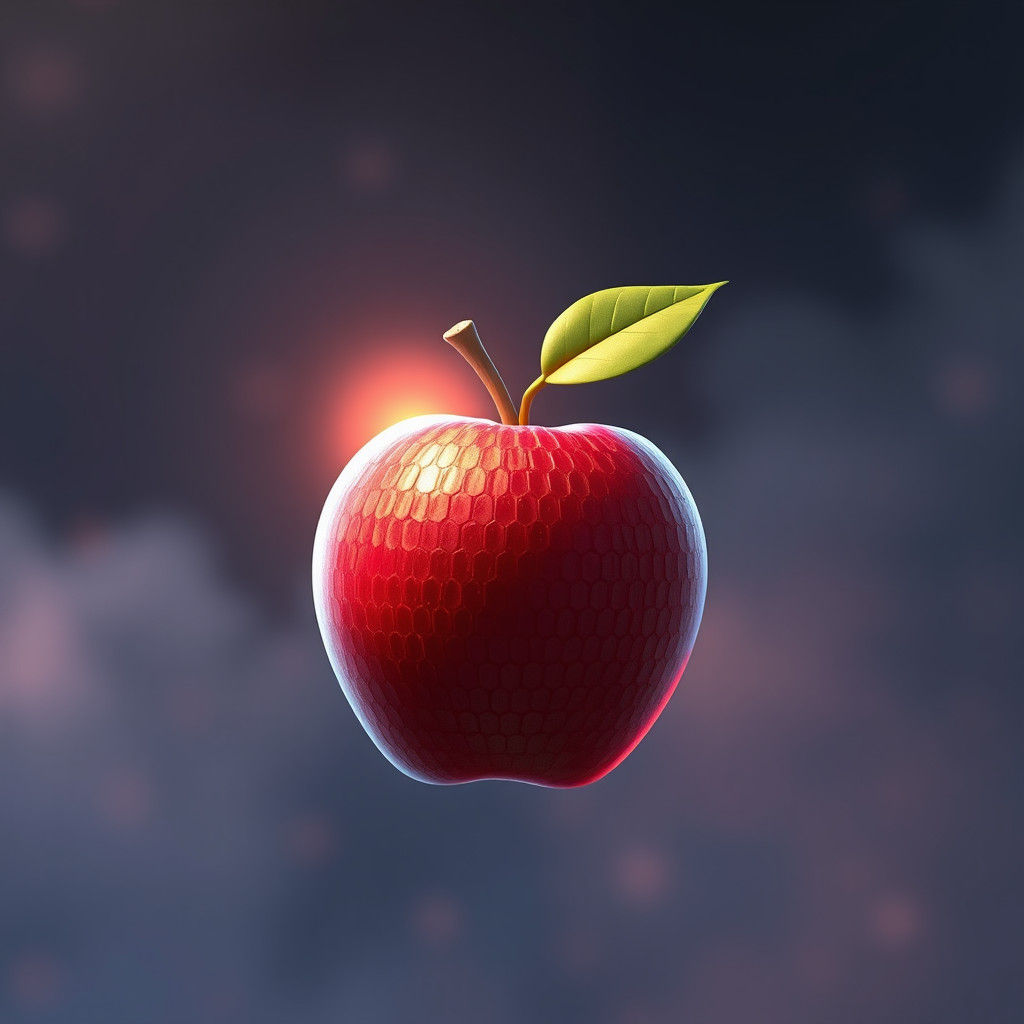 Hyperrealistic Apple Floating in Fortnite Style
