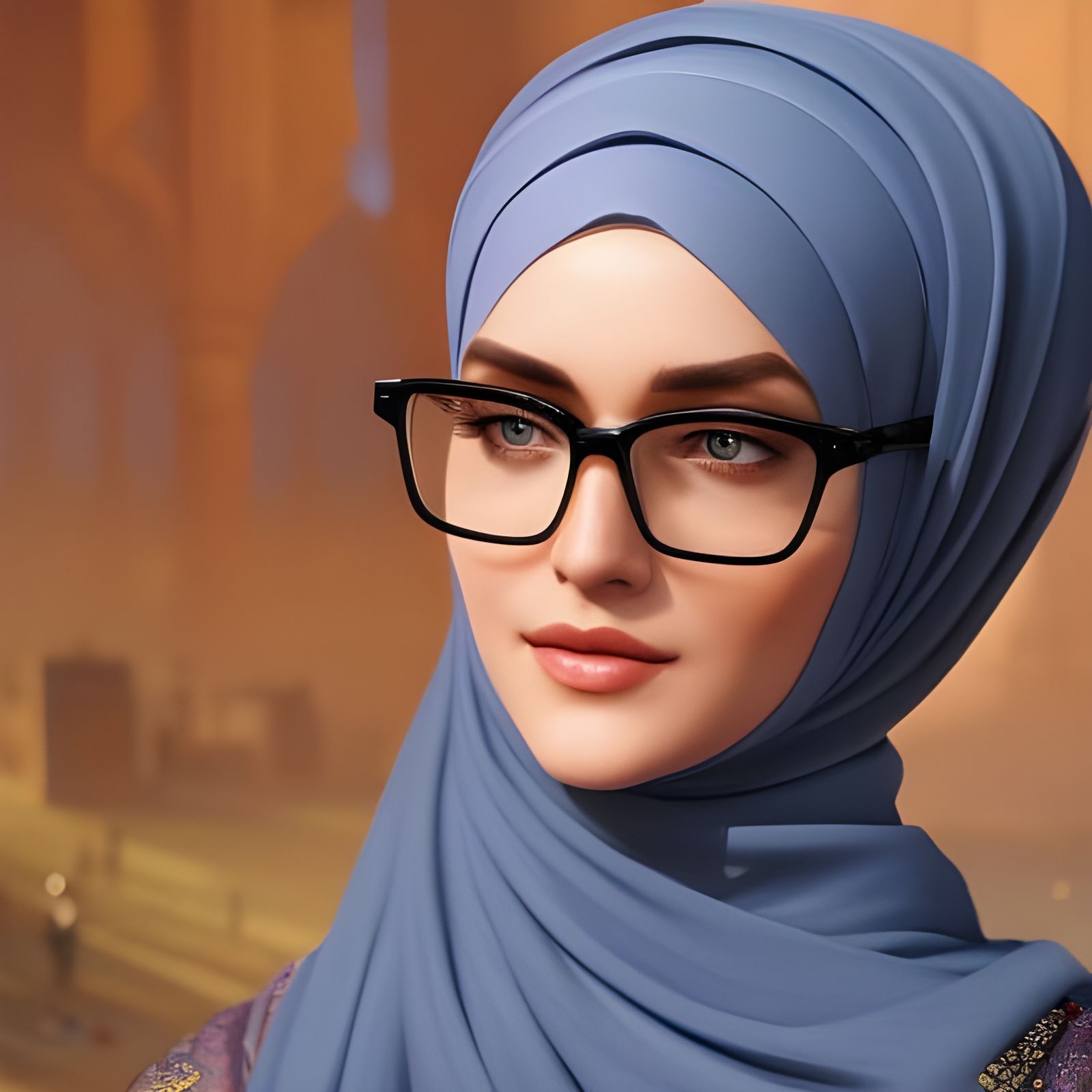 German Woman in Hijab: Hyperdetailed Portrait