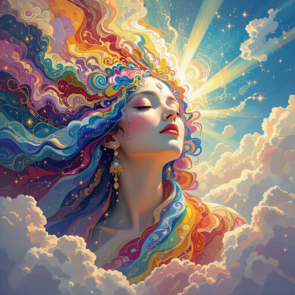 Cosmic Goddess in Expressionist Oil Painting Style