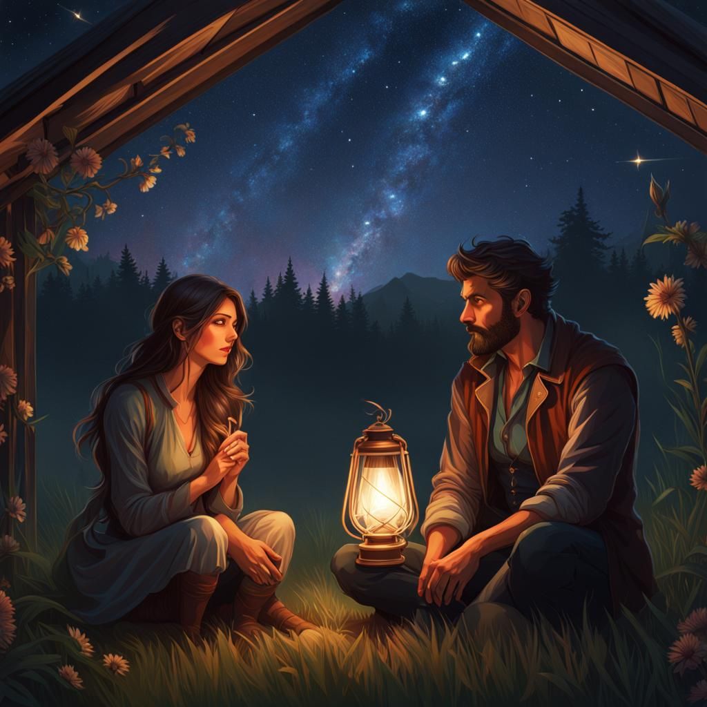 Romantic Stargazing Scene with Dynamic Lighting
