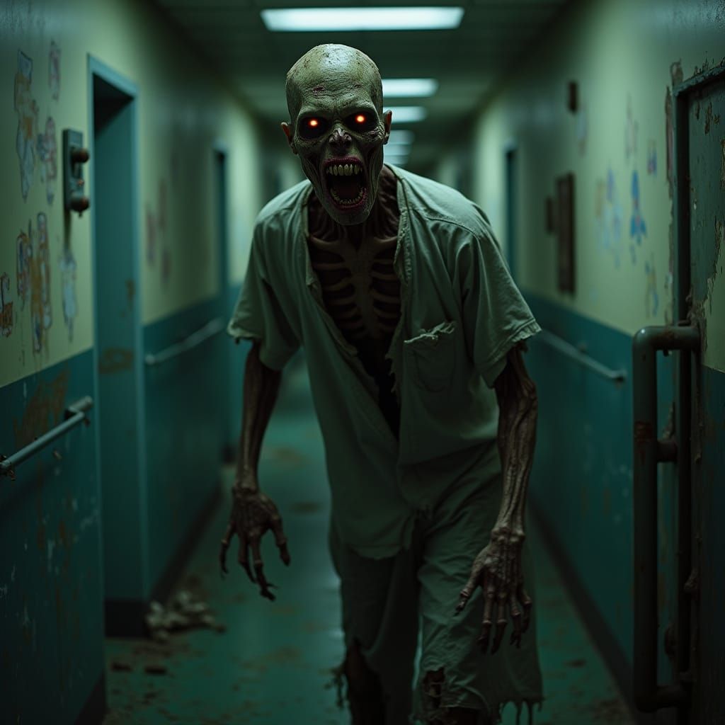 Terrifying Zombie in Abandoned Hospital: Cinematic Horror